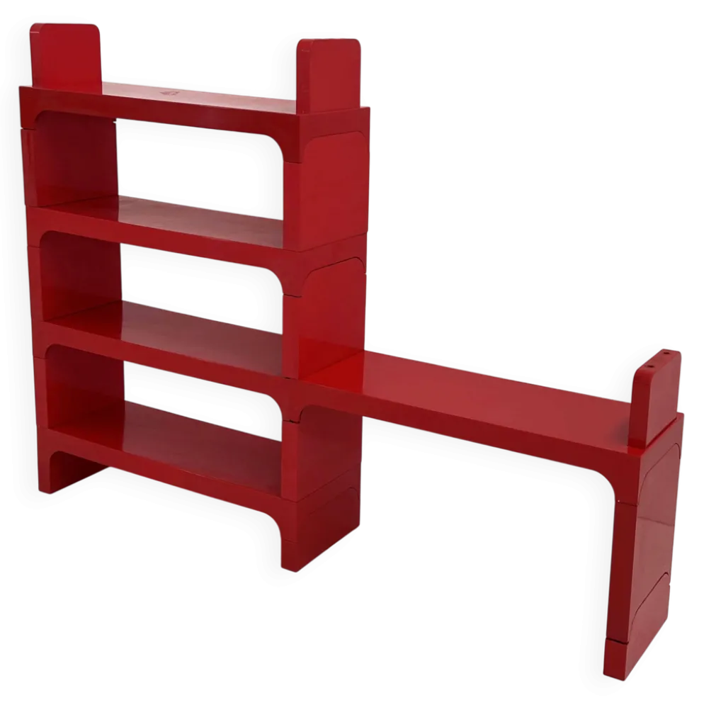 Etagère modulable rouge par Olaf Von Bohr pour Kartell, 1970