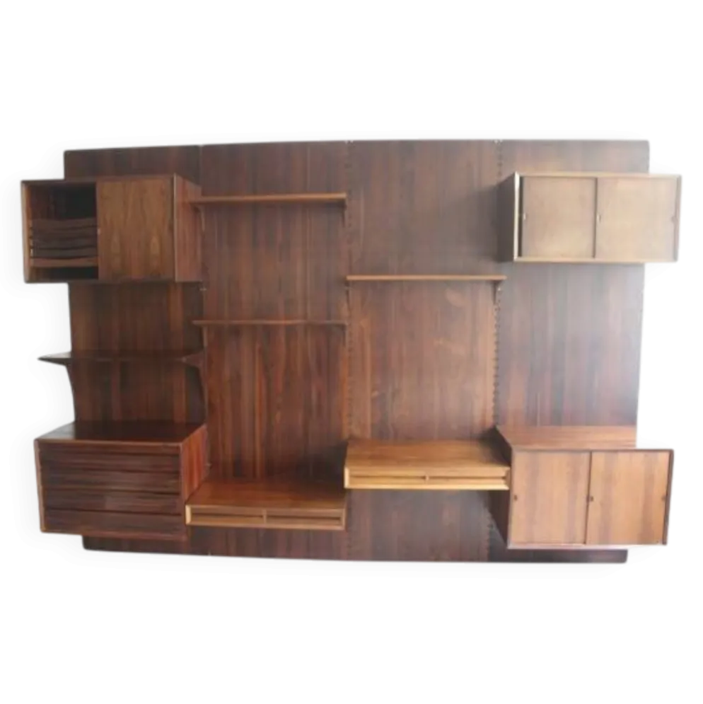 Etagère modulaire murale en palissandre, Poul Cadovius, Années 60