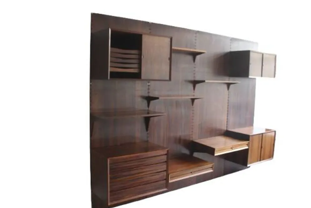 Etagère modulaire murale en palissandre, Poul Cadovius, Années 60