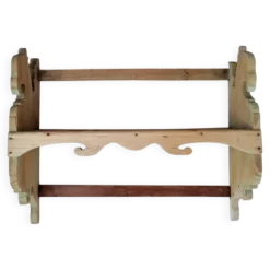 Etagère murale ancienne en bois brut - vert patiné
