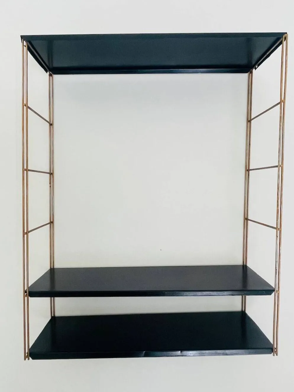 Etagère murale vintage modulable, metal et laiton circa 1960s