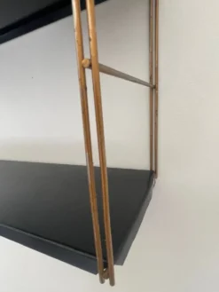 Etagère murale vintage modulable, metal et laiton circa 1960s