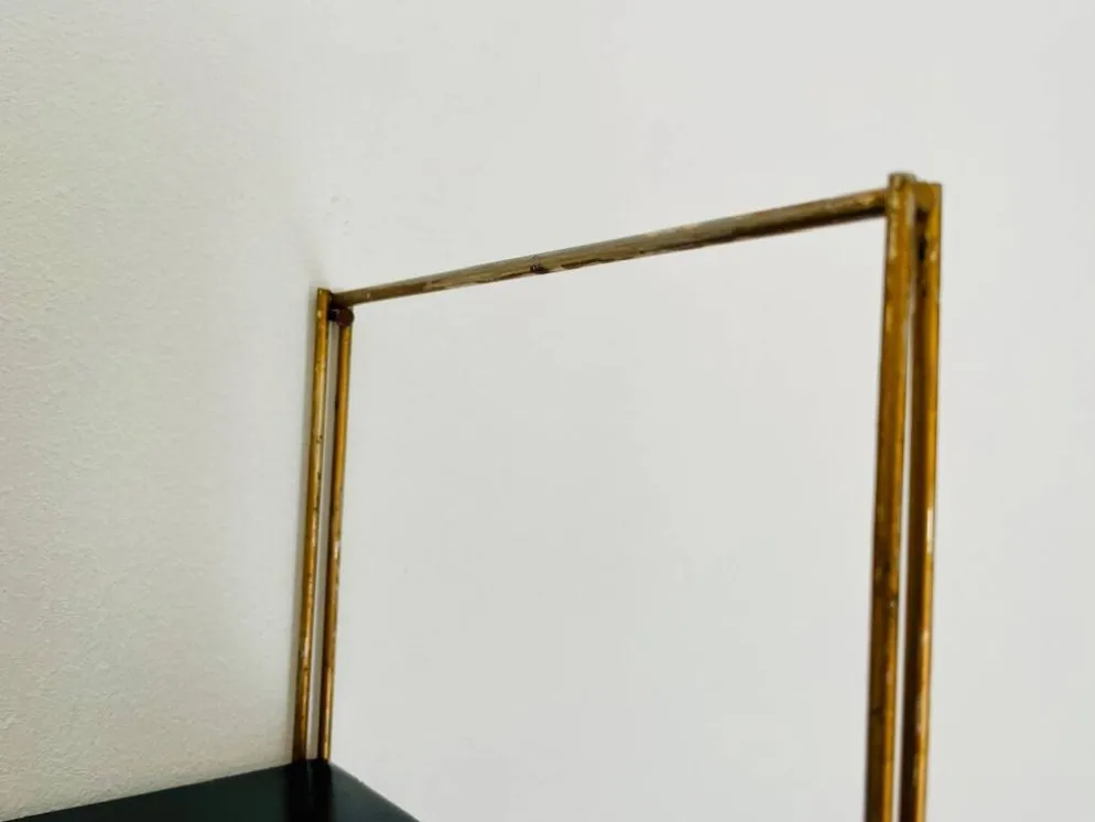 Etagère murale vintage modulable, metal et laiton circa 1960s