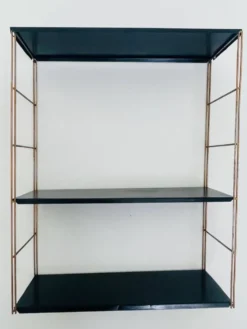 Etagère murale vintage modulable, metal et laiton circa 1960s