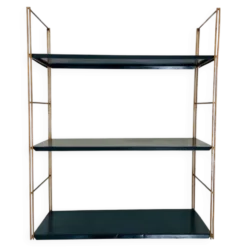 Etagère murale vintage modulable, metal et laiton circa 1960s