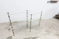 Etagère présentoir vitrine pâtisserie en verre et laiton 1950