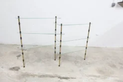 Etagère présentoir vitrine pâtisserie en verre et laiton 1950