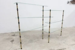 Etagère présentoir vitrine pâtisserie en verre et laiton 1950