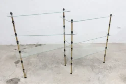 Etagère présentoir vitrine pâtisserie en verre et laiton 1950