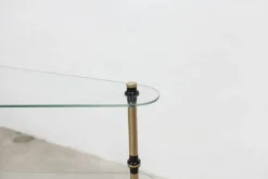 Etagère présentoir vitrine pâtisserie en verre et laiton 1950