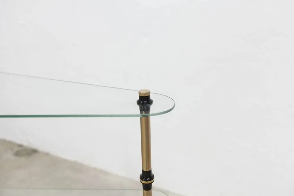Etagère présentoir vitrine pâtisserie en verre et laiton 1950