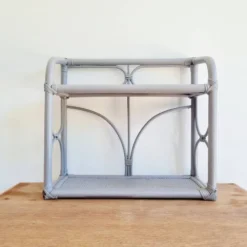 Etagère rotin ancienne grise