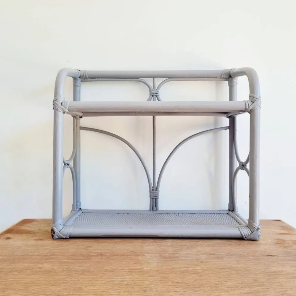 Etagère rotin ancienne grise
