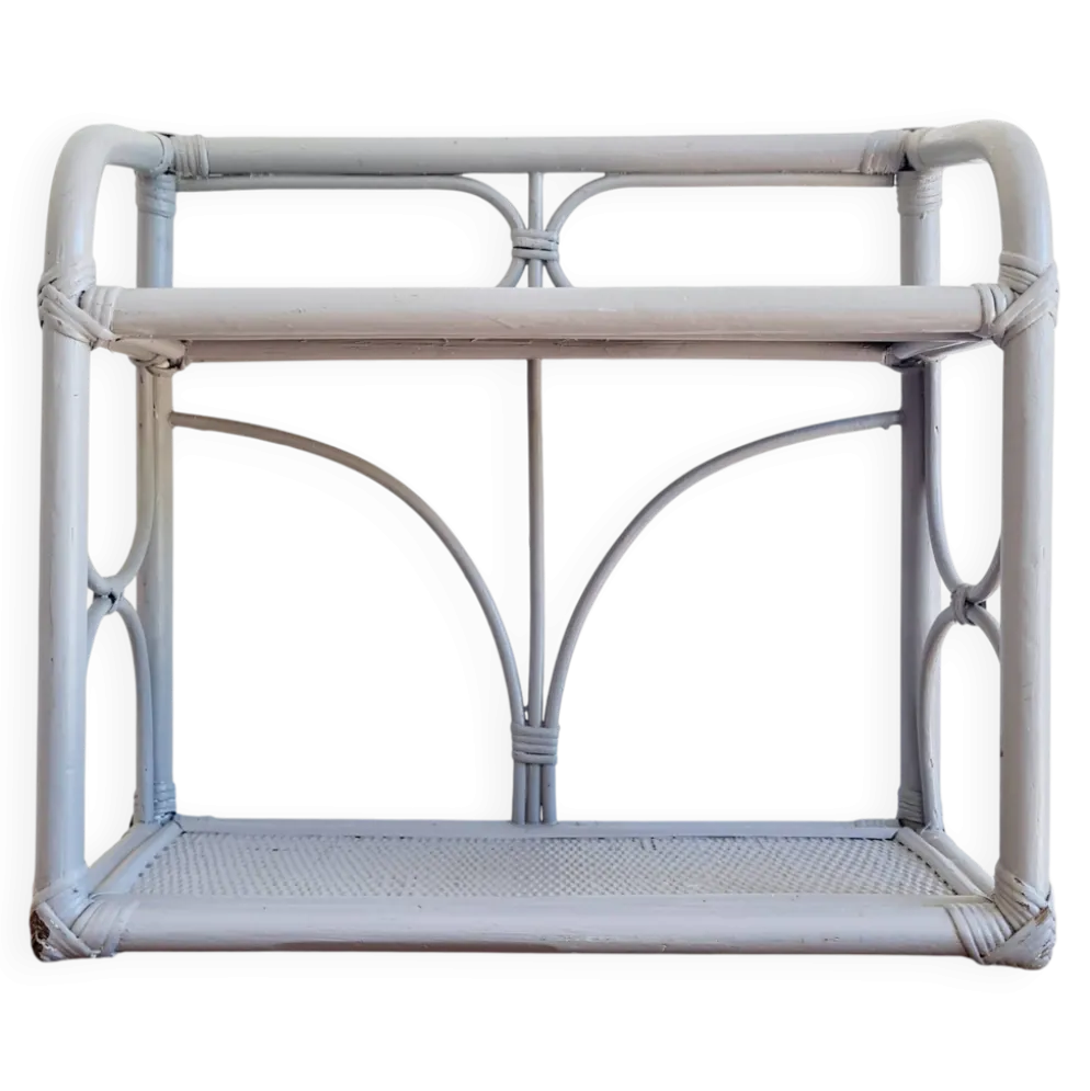 Etagère rotin ancienne grise