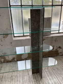 Etagère sculpture pierre et verre Roche Bobois années 70