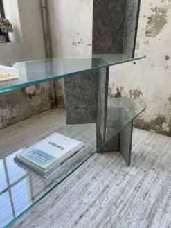 Etagère sculpture pierre et verre Roche Bobois années 70