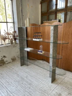 Etagère sculpture pierre et verre Roche Bobois années 70