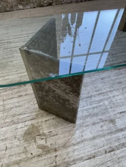 Etagère sculpture pierre et verre Roche Bobois années 70