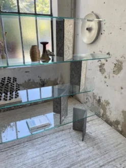 Etagère sculpture pierre et verre Roche Bobois années 70
