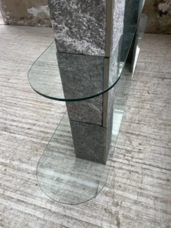 Etagère sculpture pierre et verre Roche Bobois années 70