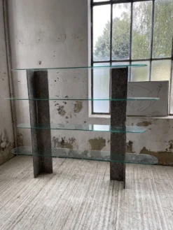 Etagère sculpture pierre et verre Roche Bobois années 70