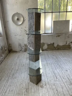 Etagère sculpture pierre et verre Roche Bobois années 70
