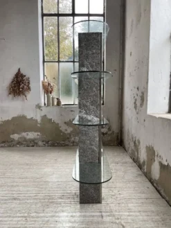 Etagère sculpture pierre et verre Roche Bobois années 70