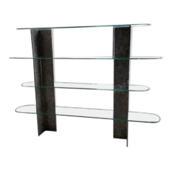 Etagère sculpture pierre et verre Roche Bobois années 70