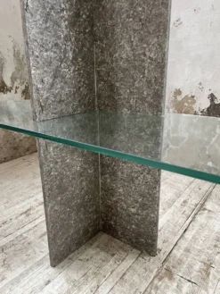Etagère sculpture pierre et verre Roche Bobois années 70