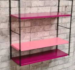 Etagère string acier vintage h49x49x17 dans son jus 1960 à 70