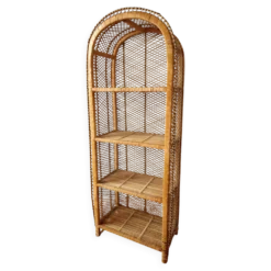Etagère sur pieds en rotin circa 1960