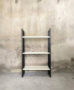 Etagère vintage en bois noir et blanche
