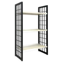 Etagère vintage en bois noir et blanche