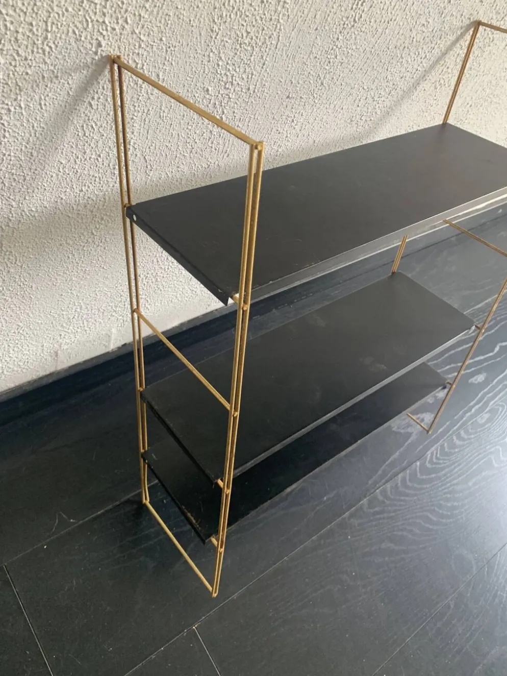 Etagère vintage 1960 String murale noir doré - 60 x 48 cm