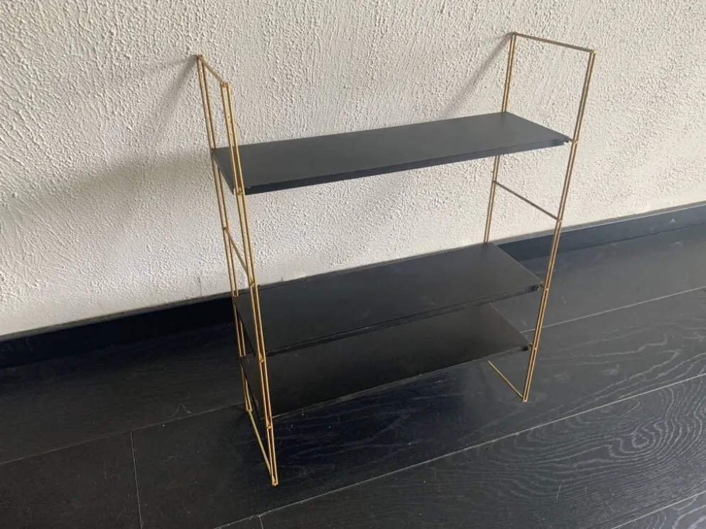 Etagère vintage 1960 String murale noir doré - 60 x 48 cm