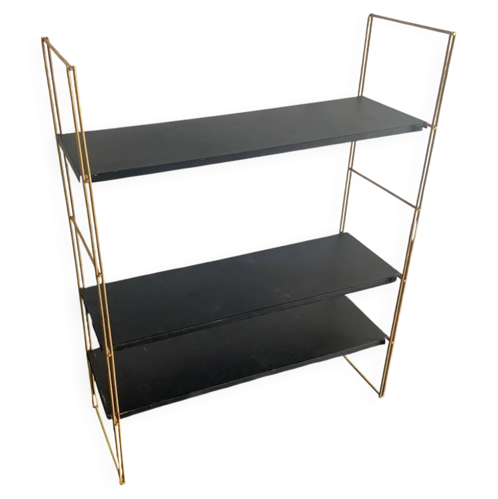 Etagère vintage 1960 String murale noir doré - 60 x 48 cm