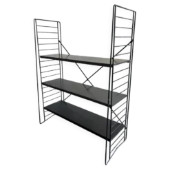 Etagère vintage 1950 tomado sur pieds design A.Dekker noire - 84 x 25 cm