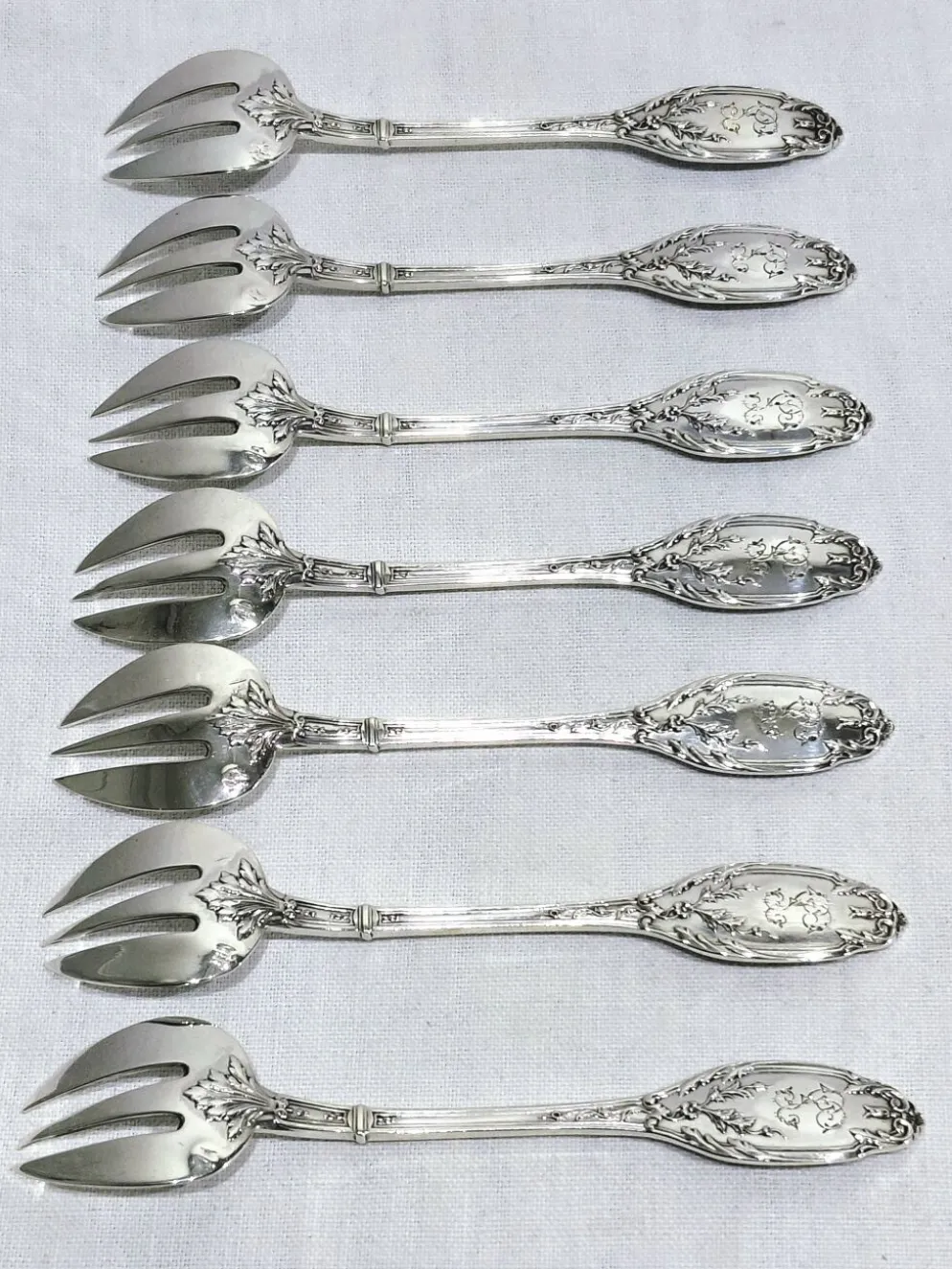 Eugène lefebvre - fourchettes à huîtres en argent massif
