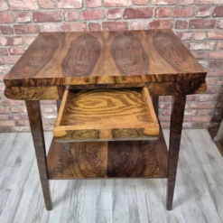 Exceptional Art Deco Flame Walnut Occasional Side Table - 1930s