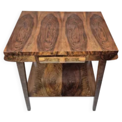 Exceptional Art Deco Flame Walnut Occasional Side Table - 1930s