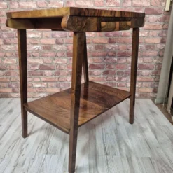 Exceptional Art Deco Flame Walnut Occasional Side Table - 1930s
