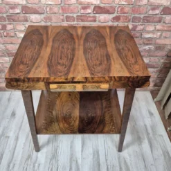 Exceptional Art Deco Flame Walnut Occasional Side Table - 1930s