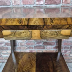 Exceptional Art Deco Flame Walnut Occasional Side Table - 1930s