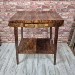Exceptional Art Deco Flame Walnut Occasional Side Table - 1930s