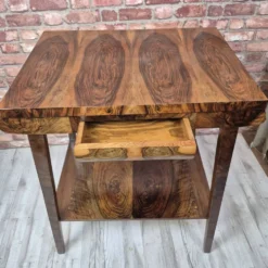 Exceptional Art Deco Flame Walnut Occasional Side Table - 1930s