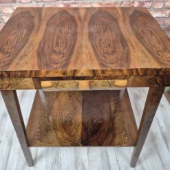 Exceptional Art Deco Flame Walnut Occasional Side Table - 1930s