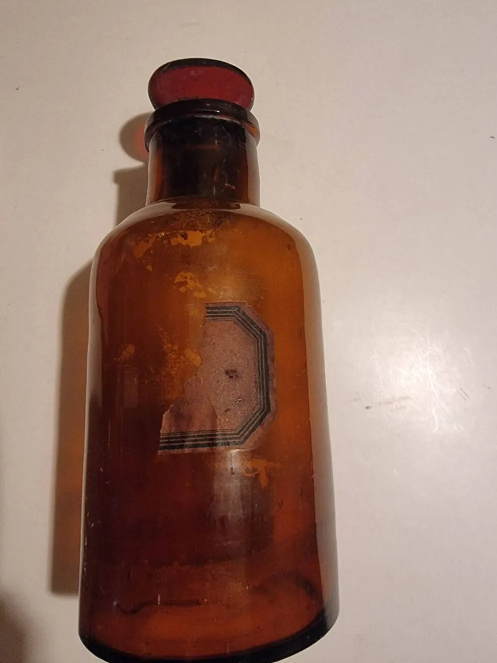 Flacon apothicaire en verre ambré Napoléon III
