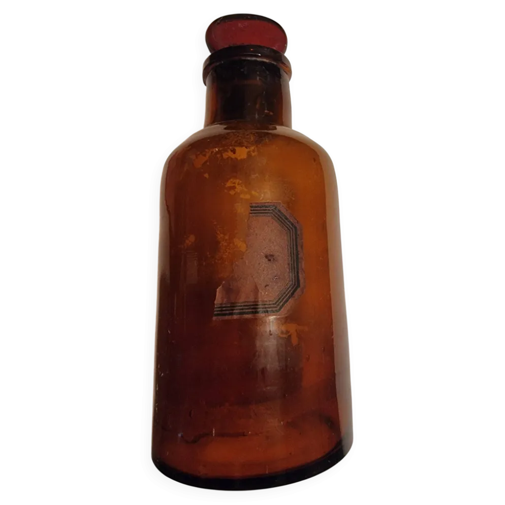 Flacon apothicaire en verre ambré Napoléon III