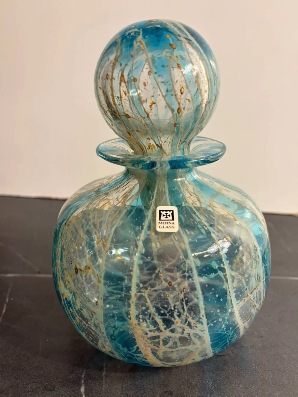 Flacon décoratif en verre soufflé Mdina Glass