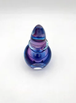 Flacon Parfum Murano Sommerso Signé Filets Verre Faces Polies 19cm